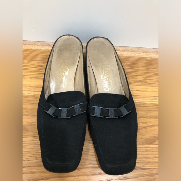 Authentic Salvatore Ferragamo Black Square-Toe Miles - Picture 1 of 4